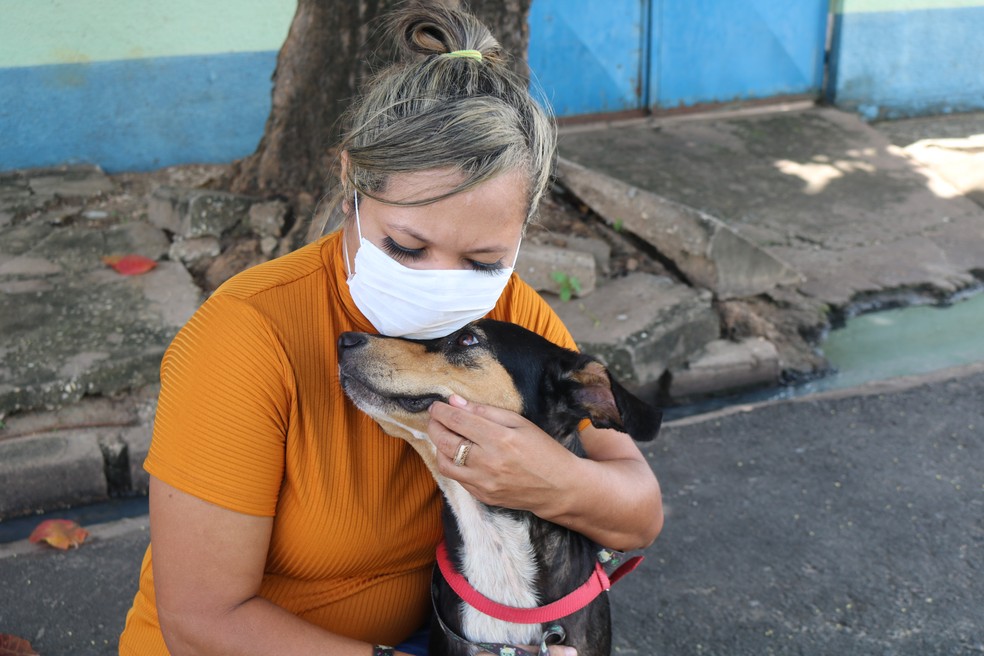 Fisioterapeuta decidiu adotar cãozinho após se sensibilizar com vídeo que viralizou em Teresina — Foto: Ilanna Serena/g1