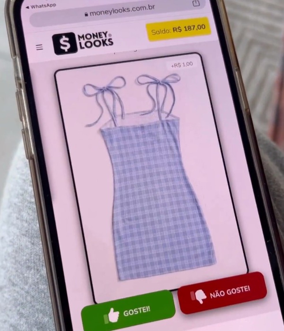 Money Looks foi usado por influenciadores para demonstrar suposto sistema de avaliações de roupas da Shein; loja diz que site é uma fraude — Foto: Reprodução/Instagram