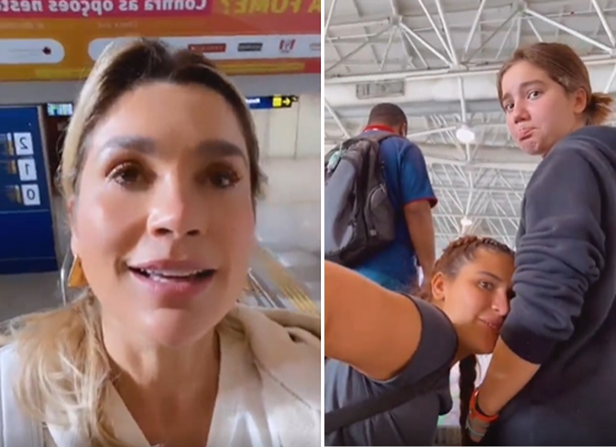 Giulia Costa faz primeira viagem a trabalho e Flavia Alessandra se despede da filha em aeroporto (Foto: Reprodução/Instagram)