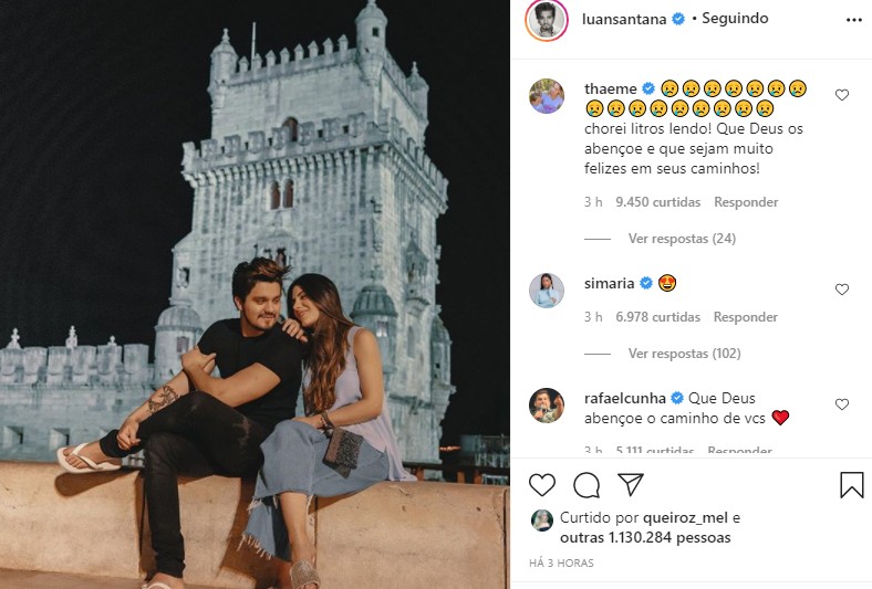 Fãs não perdoam comentário de Simaria em post de Luan Santana sobre fim do noivado (Foto: Reprodução / Instagram)