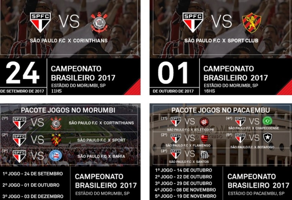 São Paulo vende pacote de cinco jogos no Pacaembu (Foto: Reprodução)