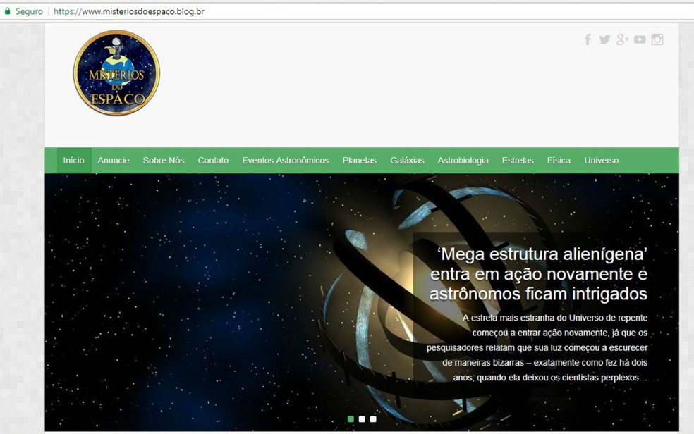 Estudante criou blog para falar sobre astronomia (Foto: Reprodução)