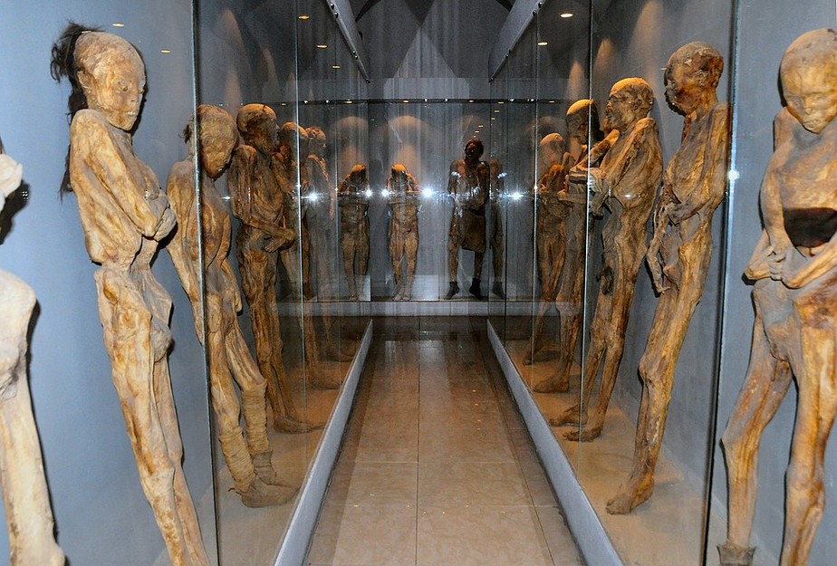 As múmias de Guanajuato no Museo de Las Momias, no México