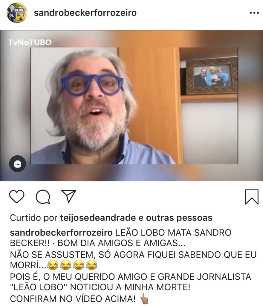 Sandro Becker avisa no Instagram que não morreu (Foto: Reprodução/Instagram)