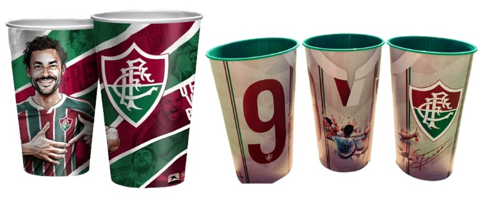 São dois modelos diferentes de copos do camisa 9 — Foto: Divulgação / Fluminense