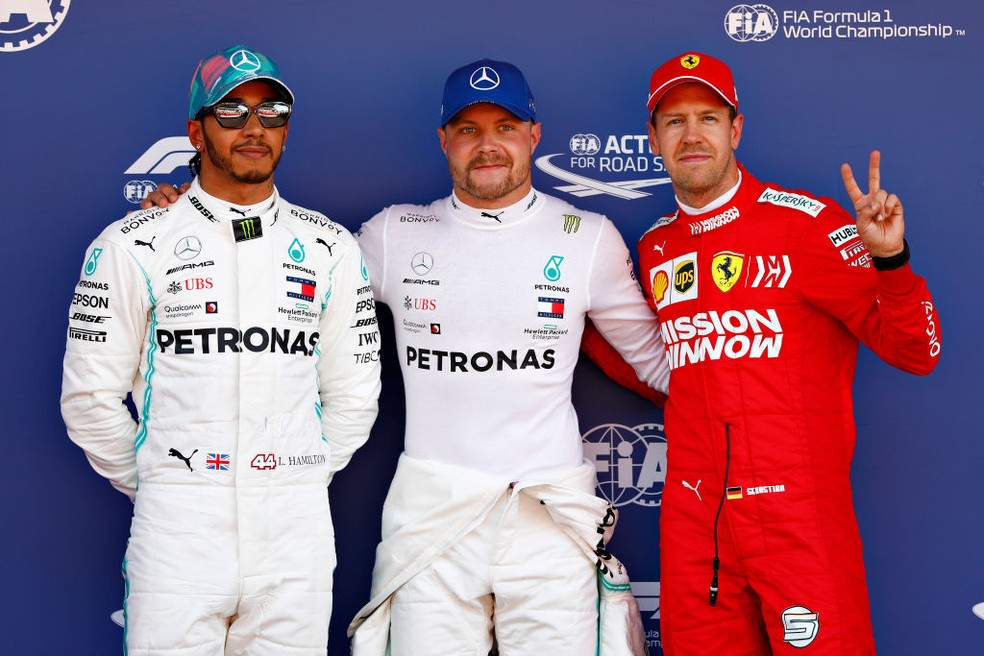 Lewis Hamilton, Valtteri Bottas e Sebastian Vettel: o top 3 em Barcelona â€” Foto: Will Taylor-Medhurst/Getty Images