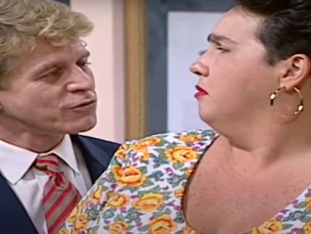 Miguel Falabella e Cláudia Jimenez, como Caco Antibes e Edileuza, em Sai de Baixo (Globo, 1996) (Foto: TV Globo)