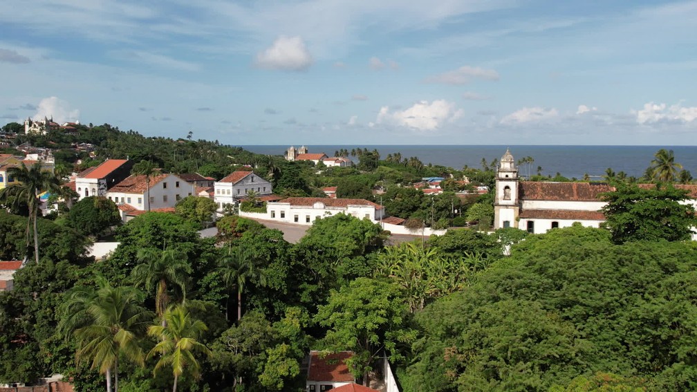 Vista aérea da cidade de Olinda, em Pernambuco — Foto: Reprodução/TV Globo