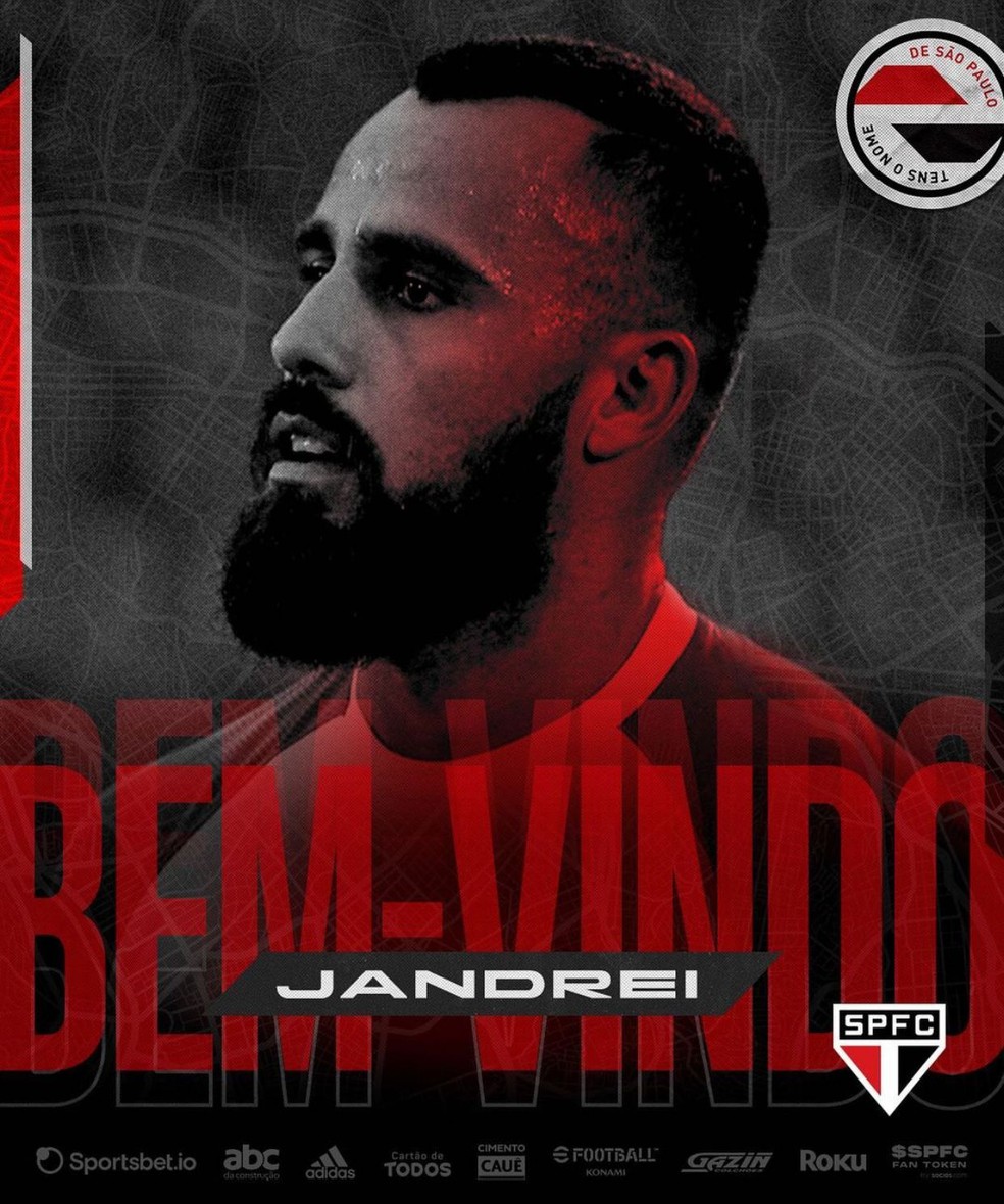São Paulo anuncia a contratação de Jandrei — Foto: Divulgação
