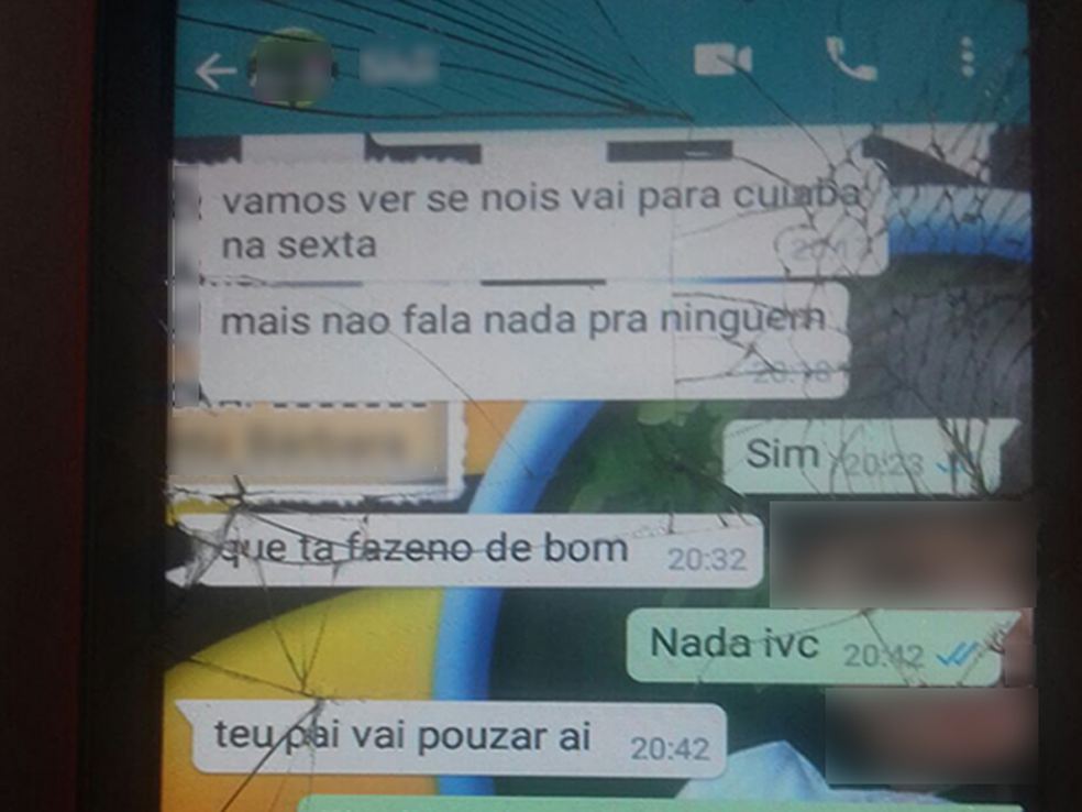 Em conversa mantida com a vítima via celular, suspeito pede à menina para não conte a ninguém que irá sair com ele — Foto: Polícia Civil de MT/Divulgação