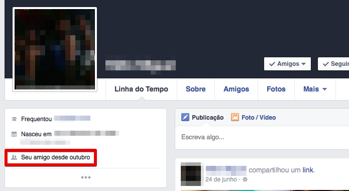 Verificando há quanto tempo é amigo de uma pessoa no Facebook (Foto: Reprodução/Helito Bijora) 