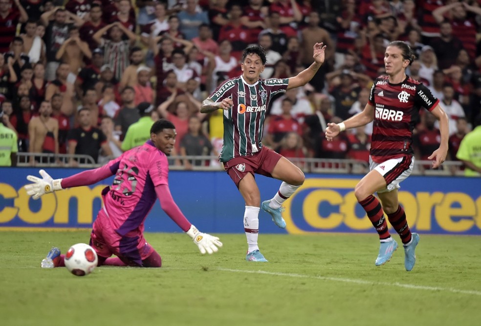 Gol de Germán Cano no Fluminense x Flamengo da final do Campeonato Carioca — Foto: ANDRÉ DURÃO