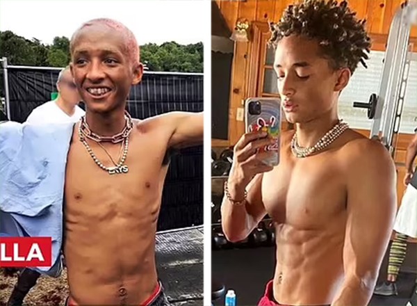 O antes e depois de Jaden Smith: ator e cantor ganhou massa muscular depois de tratar problema intestinal (Foto: Reprodução / Red Table Talk)