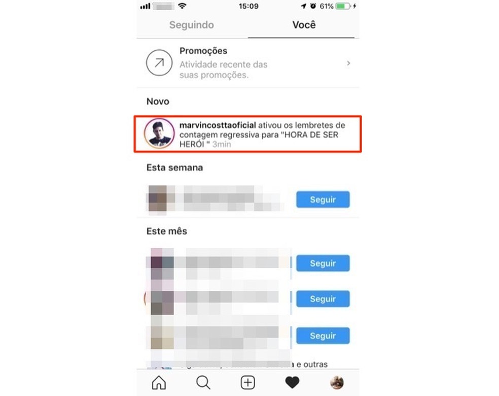 Aviso que um usuário ativou o alerta de contagem regressiva no Instagram Stories — Foto: Reprodução/Marvin Costa