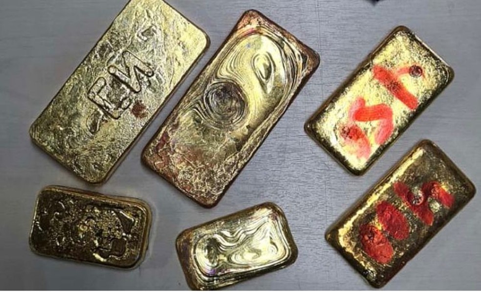 Barras de ouro apreendido durante a operação 79 em Rondônia — Foto: PF/Reprodução