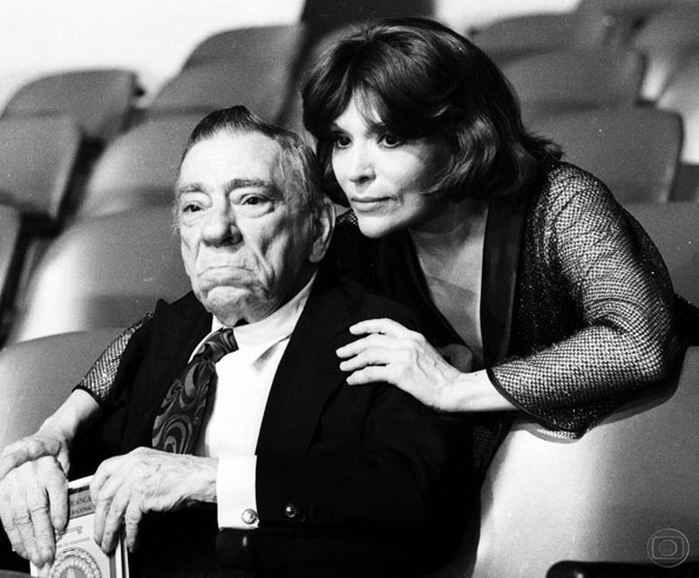 Bibi Ferreira com o pai, Procópio Ferreira, em 1978 — Foto: TV Globo