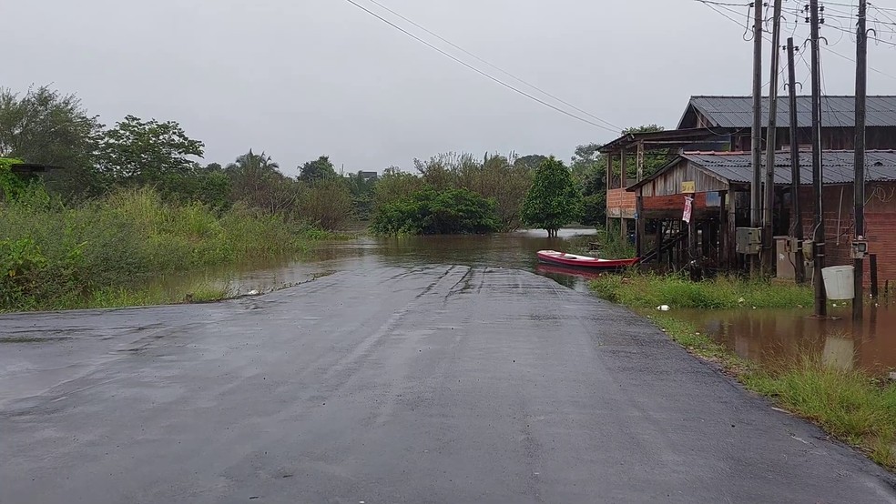 Quinta-feira, 23 de março de 2023: cheia do rio Machado em Ji-Paraná — Foto: Reprodução/Rede Amazônica