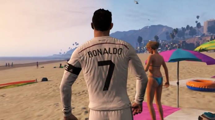GTA 5 recebe a ilustre visita de Cristiano Ronaldo em situações divertidas e inusitadas (Foto: Reprodução/YouTube)