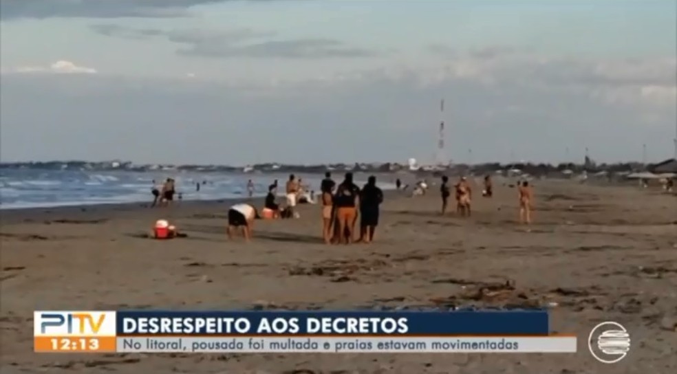 Turistas desrespeitam decretos de isolamento social e causam aglomeração em praias do Piauí — Foto: Reprodução/TV Clube