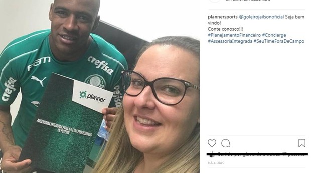 Goleiro Jailson, do Palmeiras, é um dos jogadores que faz aconselhamento financeiro (Foto: Reprodução/ Instagram)