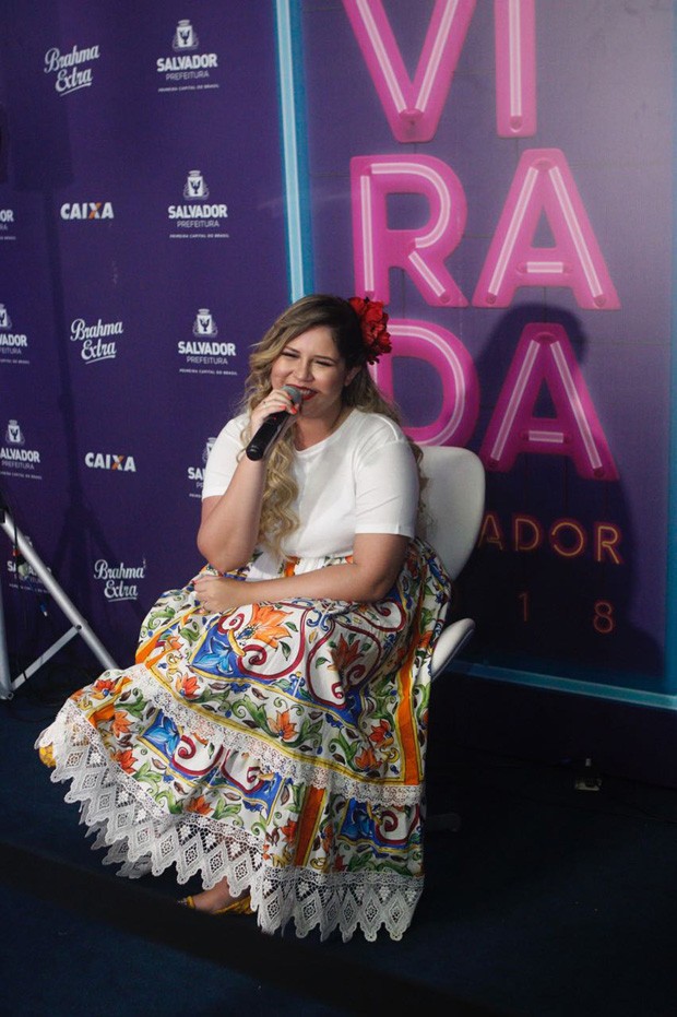 Marília Mendonça no Festival Virada Salvador 2018 (Foto: Ricardo Cardoso e Ícaro Cerqueira/Ed. Globo)