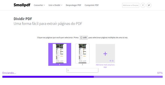 Site permite extrair páginas de arquivos em novos PDF (Foto: Reprodução/Smallpdf)