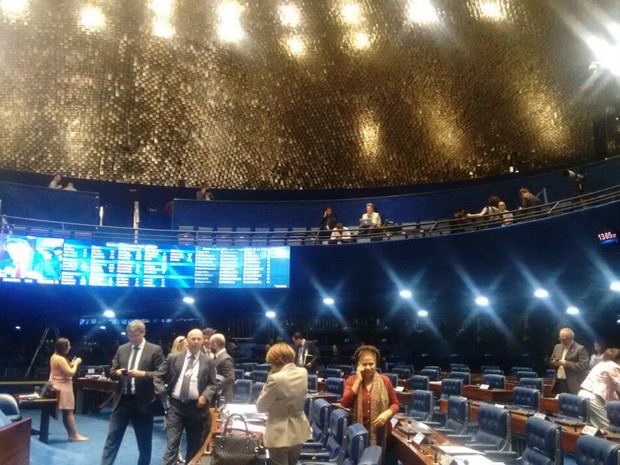 Plenário do Senado durante o julgamento do processo de impeachment da presidente afastada Dilma Rousseff (Foto: Laís Lis / G1)