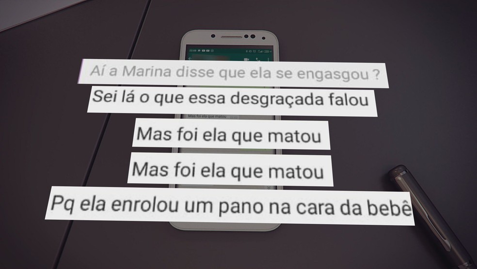 Troca de mensagens entre funcionárias de creche onde criança morreu, no DF — Foto: TV Globo/Reprodução