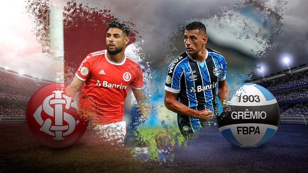 Yuri Alberto e Diego Souza travam duelo particular no Gre-Nal — Foto: Infoesporte