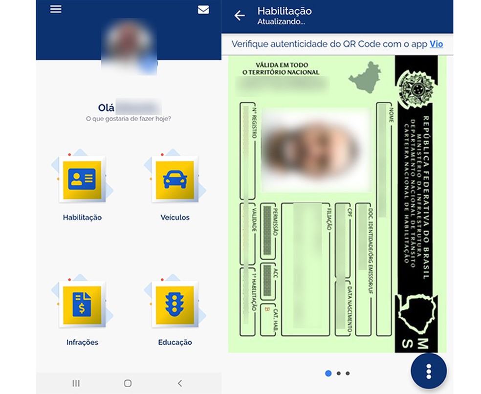App Carteira de Trânsito Digital reúne várias funções úteis para motoristas — Foto: Reprodução/ Marcela Franco