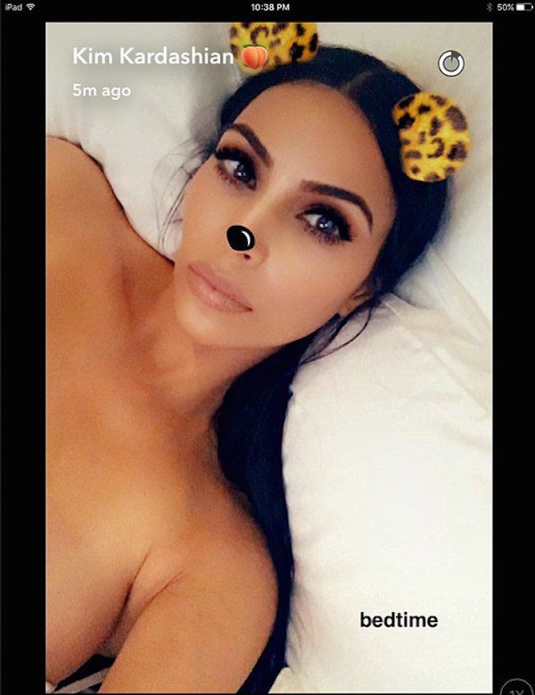 A celebridade Kim Kardashian (Foto: Snapchat)