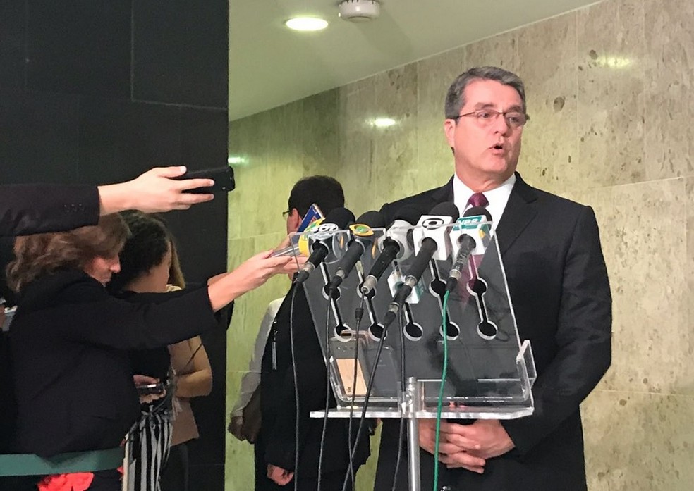 O diretor-geral da OMC, Roberto Azevêdo, durante entrevista no Palácio do Planalto (Foto: Guilherme Mazui/G1)