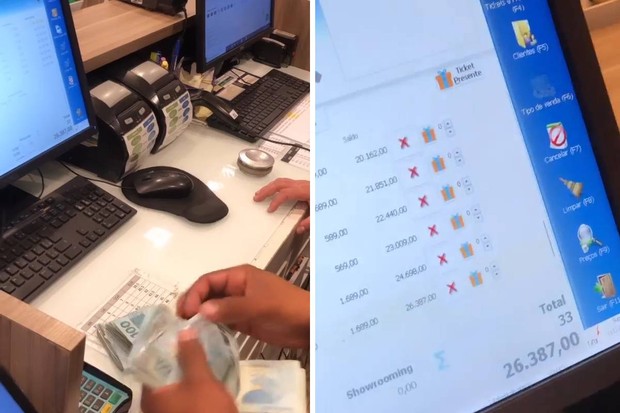 MC Poze do Rodo paga compras com notas de cem (Foto: Reprodução/Instagram)
