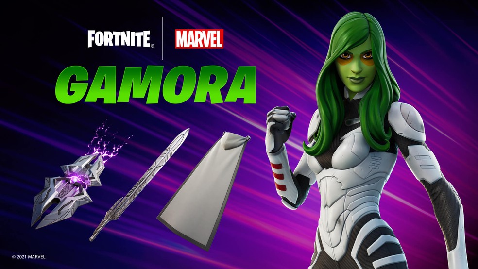 Pacote Gamora chega dia 18 de agosto no Fortnite — Foto: Divulgação/Epic Games