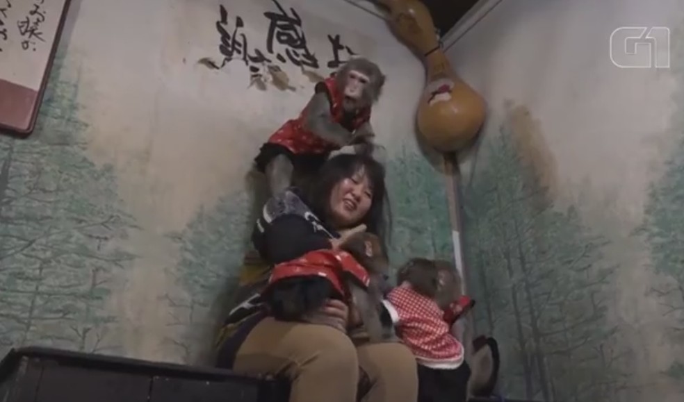 Recepção 'calorosa' em restaurante japonês (Foto: Reprodução/Ruptly)