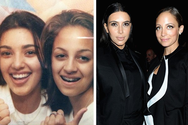 Kim Kardashian e Nicole Richie com 13 anos e hoje em dia (Foto: Instagram / Getty Images)