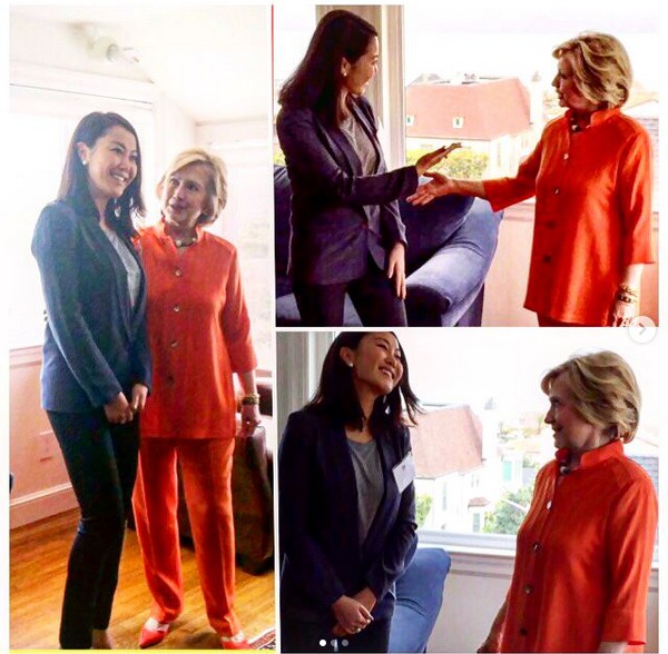 A socialite chinesa Lili Luo com Hillary Clinton (Foto: Instagram)