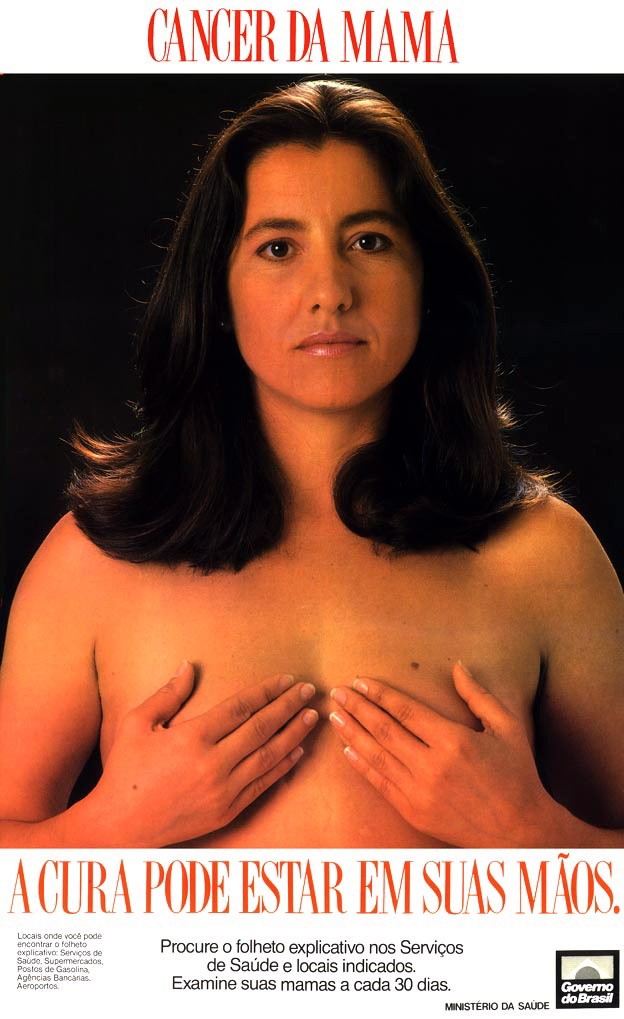 Cassia Kis em foto da campanha sobre o câncer de mama, em 1989
