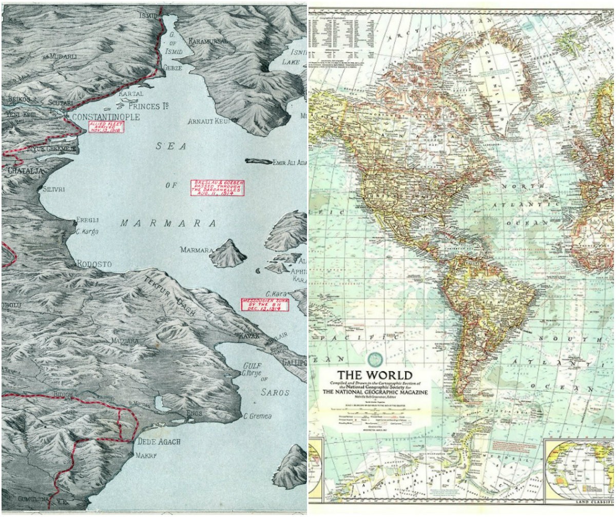 Montagem mostra dois dos mapas expostos no tumblr Beautiful Maps (Foto: Reprodução)