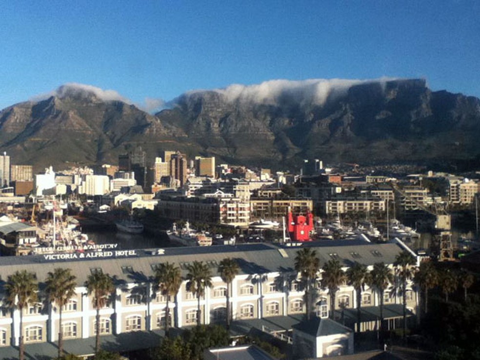 Table Mountain, um dos cartões postais da Cidade do Cabo, na África do Sul. (Foto: Eduardo Carvalho/G1)