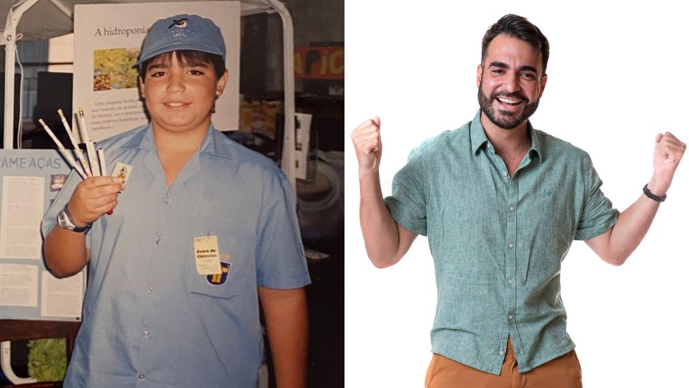 Antes e depois de Matheus Pires do 'No Limite' — Foto: Arquivo pessoal/Globo