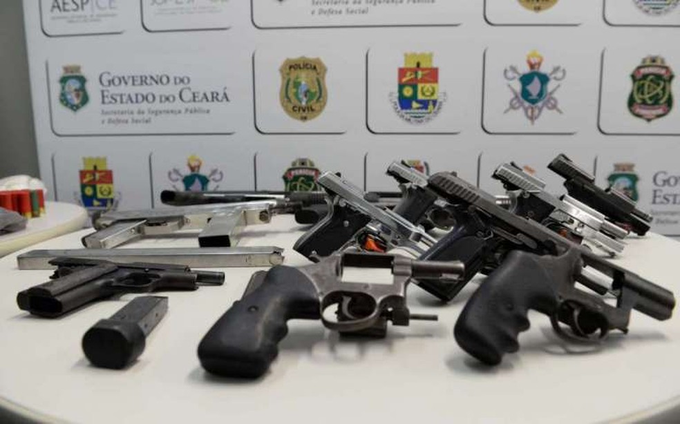 Forças de Segurança apreenderam 2.312 armas de fogo no Ceará de janeiro a abril de 2022. — Foto: SSPDS/ Divulgação