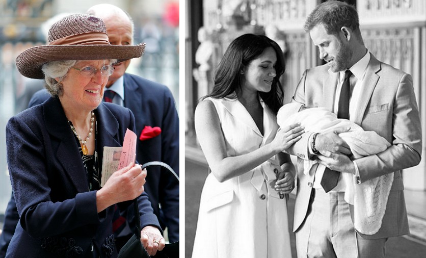 A irmã da Princesa Diana, Lady Jane Fellowes, e o Príncipe Harry, com a esposa, Meghan Markle e o filho dos dois (Foto: Getty Images/Instagram)