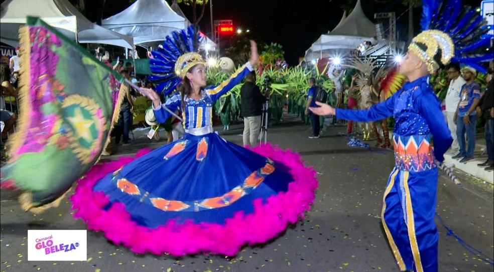 Unidos do Roger teve como como samba-enredo "Sateré Mawé – A Essência da Vida", no Carnaval Tradição de João Pessoa 2023 — Foto: Reprodução/TV Cabo Branco