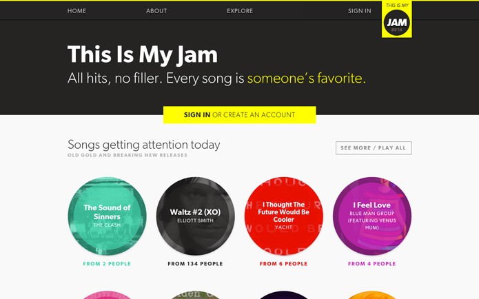 No This is My Jam o usuário só pode compartilhar uma música por semana com outros usuários do site (Foto: Reprodução/André Sugai)