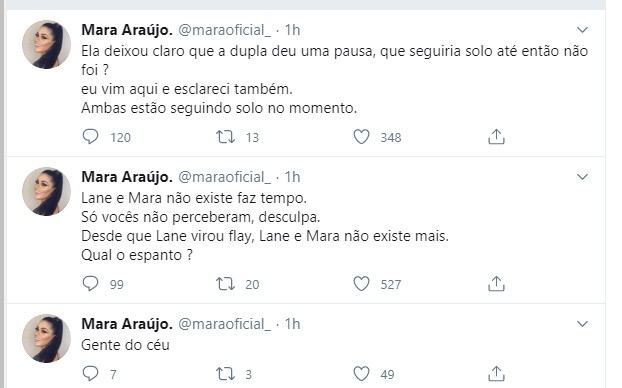 Mara Araújo, ex-dupla de Flay, rebate críticas (Foto: Reprodução / Twitter)