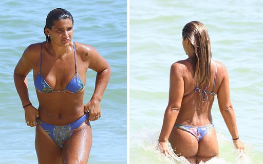 Giulia Costa vai à praia no Rio e se refresca no mar - Quem | QUEM News