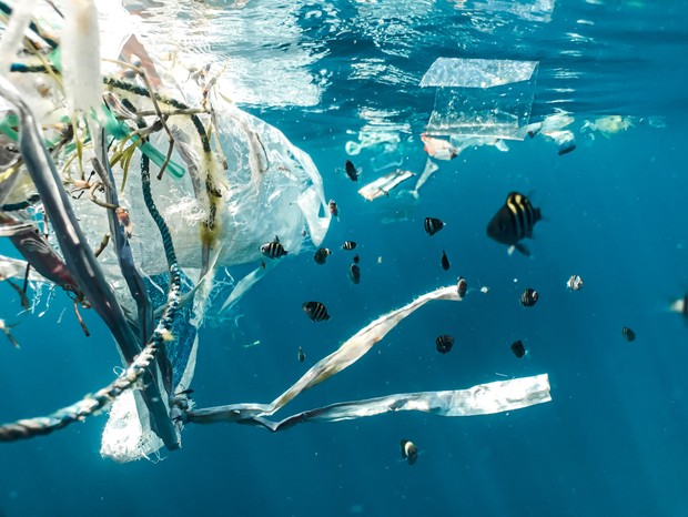 Os microplásticos são formados a partir da degradação de plásticos maiores despejados nos oceanos e podem afetar a vida aquática e, por meio dela, a cadeia alimentar (Foto: Naja Bertolt Jensen/Unsplash)