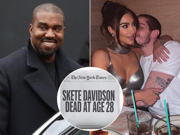 Kanye West zoou o término de Kim Kardashian e Pete Davidson com meme (Foto: Getty Images e Reprodução / Instagram)