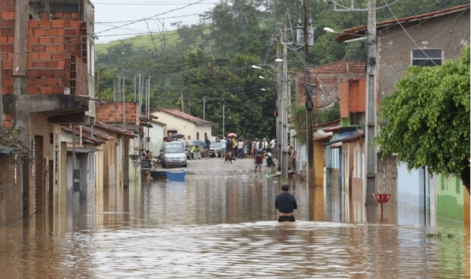 Região afetada por chuvas em Minas Gerais.
